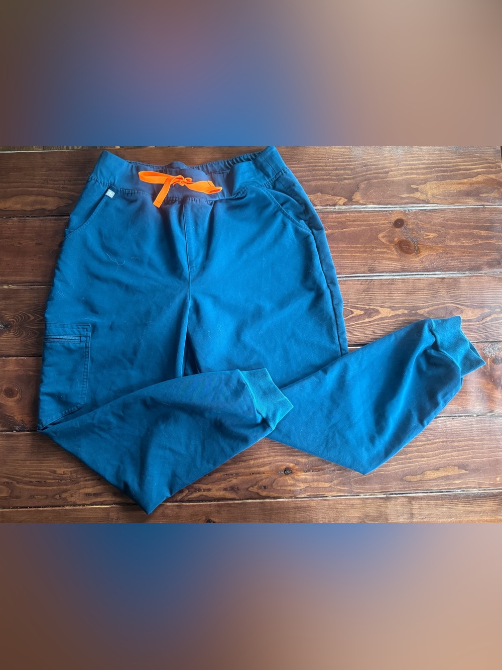 FIGS Zamora High Waisted Jogger Scrub Pants Deep Reef Large